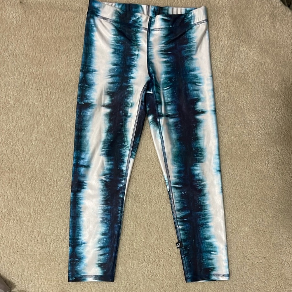 Terez Blue and White Tie-Dye Leggings